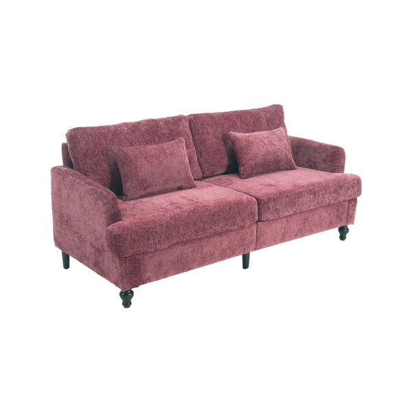 English Elm Mid Century Modern chenille loveseat with solid wood frame, detachable cushions, breathable fabric couch WINE RED W395P151897