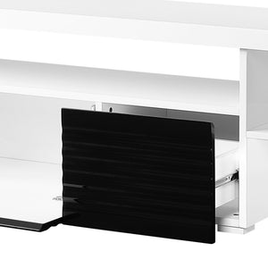English Elm Buck Buck II Modern High Gloss TV Stand Black & White – 80" TV Support, Storage Drawer, Open Shelves, MDF Craftsmanship B2726P272967