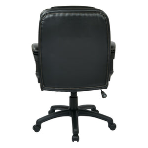 OSP Home Furnishings Faux Leather Executive Office Chair with Lumbar Support and Ergonomic Tilt Control Black FL660-U6