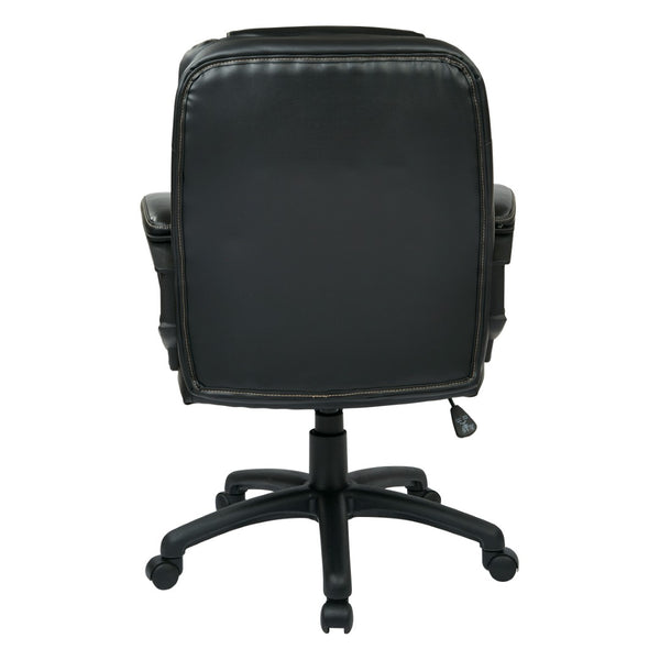 OSP Home Furnishings Faux Leather Executive Office Chair with Lumbar Support and Ergonomic Tilt Control Black FL660-U6