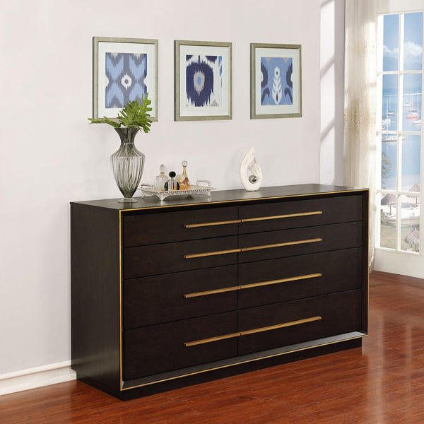 English Elm Prescott Smoked Peppercorn Nine-Drawer Dresser with Retro Flair, Mitered Trim & Elongated Metal Pulls (70") B062P375998