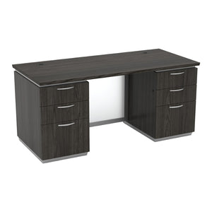 OSP Home Furnishings Tuxedo Executive Dual Pedestal Desk with Multi Drawer Storage for Professional Offices 66X30 TUXSGW-TYP3
