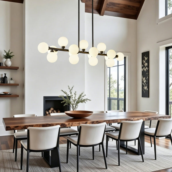 English Elm Pendant Lamp 16 Opal Seeded Glass Shades Gold Frame Farmhouse Dining Island Light Matte Black W5008P466518