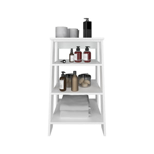 English Elm Linen Vertical Storage Cabinet 29.7"H with Four Open Shelves and Sturdy Legs for Compact Rooms White 34.65 L x 18.5 W x 3.15 H B097P250829