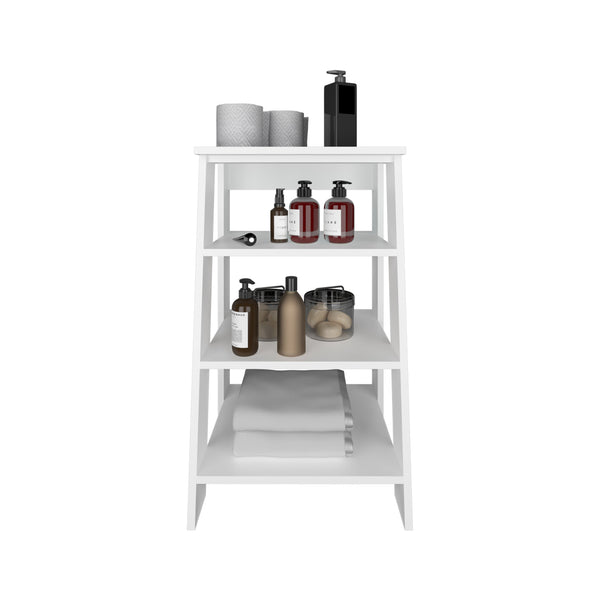 English Elm Linen Vertical Storage Cabinet 29.7"H with Four Open Shelves and Sturdy Legs for Compact Rooms White 34.65 L x 18.5 W x 3.15 H B097P250829