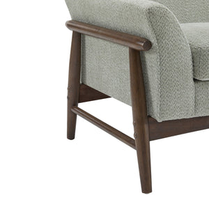 English Elm Christopher Knight Home® - Boucle Mid-Century Flared Arms Loveseat with Elm Legs — Plush Bouclé Upholstery, Cozy Modern Accent (57.5") Light Green,Walnut N771P294675L