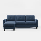 English Elm Living Room Furniture With Polyester Fabric L Shape Couch Corner Sofa For Small Space Blue