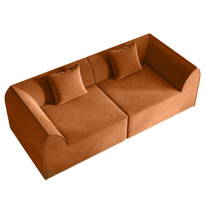 English Elm Compressed Memory Foam Sofa 2-Seater Lounger Daybed with Rectangular Pillow, Space-Saving Expandable Comfort Orange W3670S00005