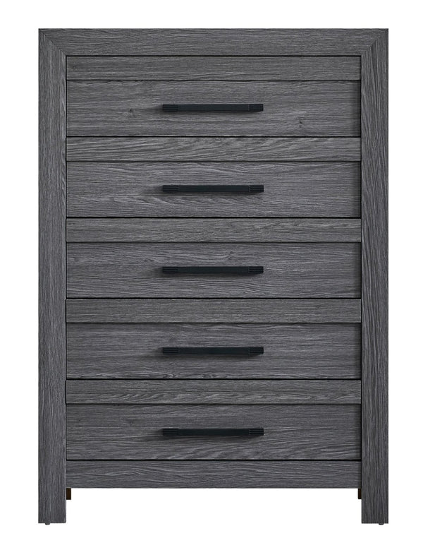 English Elm Rustica Contemporary Gray Laminated Chest with Sculptural Facade and Dovetail Drawers B078P473031