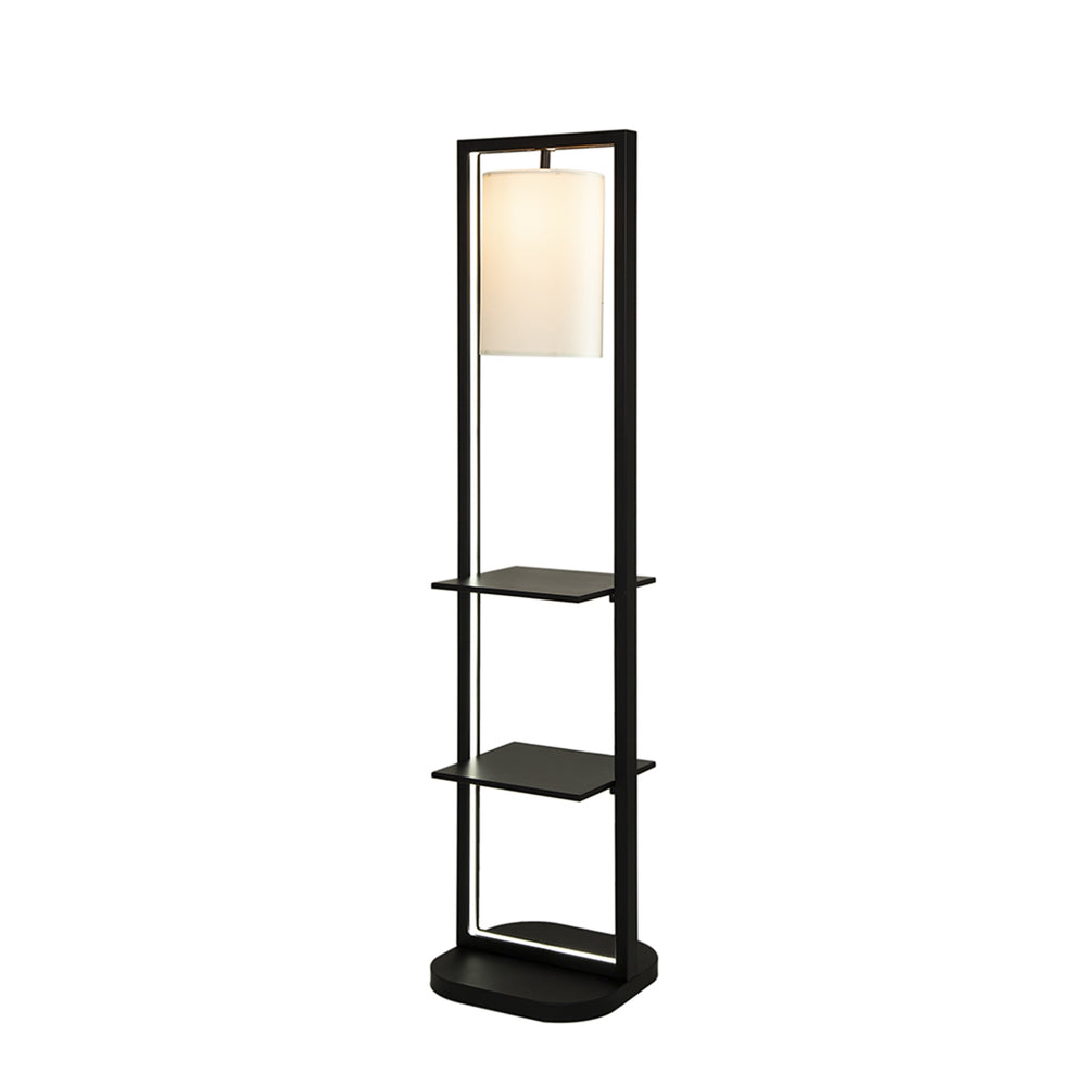 English Elm 16.5x17x74" Two Tiered Vertical Shelving Stand with Top Light Fixture, Narrow Footprint Rustic Display (98) W2078P340346