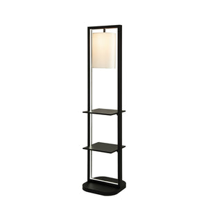 English Elm 16.5x17x74" Two Tiered Vertical Shelving Stand with Top Light Fixture, Narrow Footprint Rustic Display (98) W2078P340346