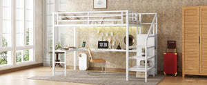 English Elm Full Size Loft Bed With L-Shaped Desk, Wardrobe, Usb, Led Light - Space-Saving Design For All Ages W1580S00133