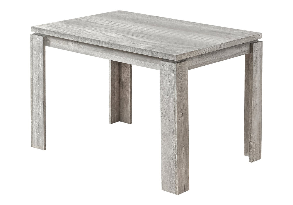 English Elm Dining Table with Reclaimed Wood Look Top and Thick Block Legs, Seats 4, Compact Farmhouse Style Grey 52 L x 35 W x 5 H B2710P218831