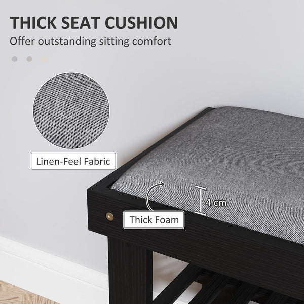 English Elm Shoe Storage Bench with Bamboo Frame and Cushioned Seat for Entryway or Mudroom T3971P430903