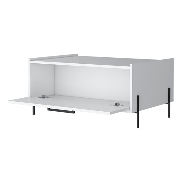 English Elm Glendale Modern Coffee Table with Flip-Down Door and Open Shelf, Scratch-Resistant Melamine Storage White 33.5 L x 23.6 W x 2.8 H B128P244985