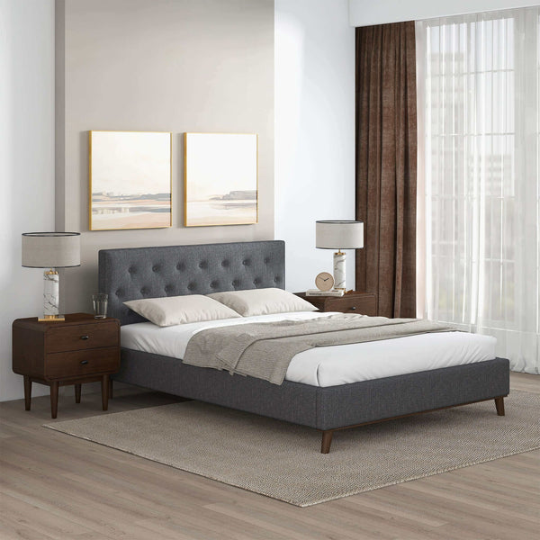 English Elm Ashcroft Furniture - Graceville King Size Upholstered Platform Bed With Tall Tufted Headboard - Modern Comfort & Style B183S00061