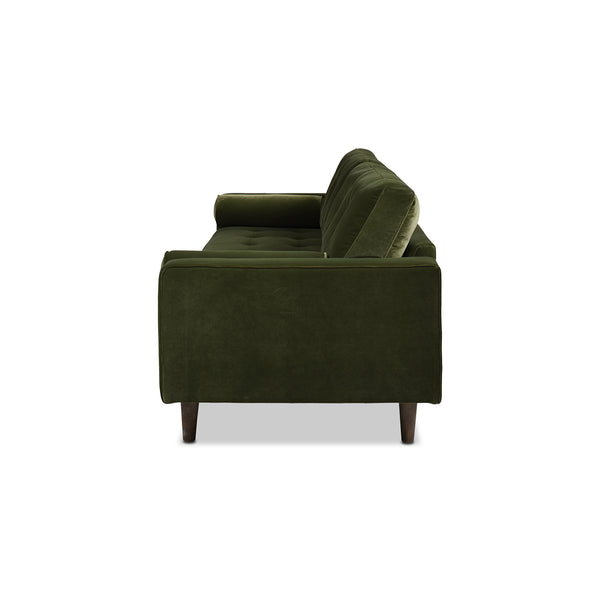 English Elm Jennifer Taylor Home - Nicholas 83.5" Mid-Century Sofa in Olive Performance Velvet — Durable Hardwood Frame, Plush Support B2719P238301
