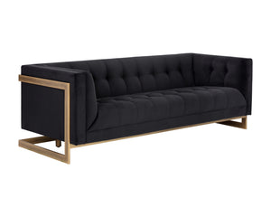 Sunpan Ekon Sofa - Boldly Refined Design with Deep Button Tufting and Rustic Bronze Steel Frame for Any Space Abbington Black
