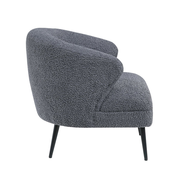 English Elm Luxury Boucle Accent Chair with High-Density Foam, Curved Mid-Century Design, Plush Seat Comfort Dark Gray 26.5 L x 29.5 W x 22 H B011P283279