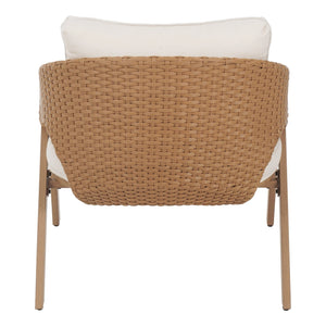 English Elm Christopher Knight Home® - Patio Weather-Resistant Wicker Chairs with Removable Water-Repellent Cushions, Durable Steel Frame Set Teak,White 39.5 L x 27 W x 16.5 H N776P271809B