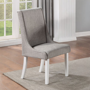 English Elm Classic Weathered Finish Side Chairs Set of 2 with Turned Legs, Padded Linen-Style Upholstery and Trim Gray,White 27 L x 23 W x 30 H B2741P334811