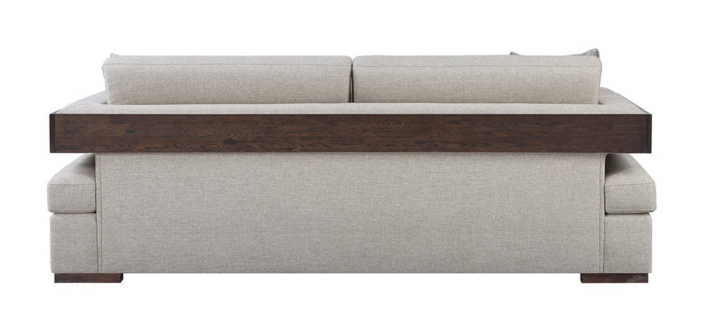 English Elm Niamey Two-Tone Fabric Sofa with Walnut Finish, Track Arms, Reversible Foam Cushions & 4 Toss Pillows B2726P253090
