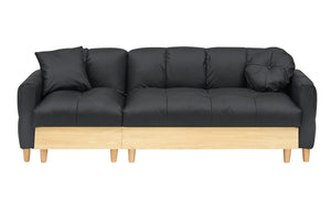 English Elm 86.61 Modern Teddy Fabric Sofa Bed with Storage, Solid Wood Frame, Gold Legs, 500lb Capacity Black W1278S00069