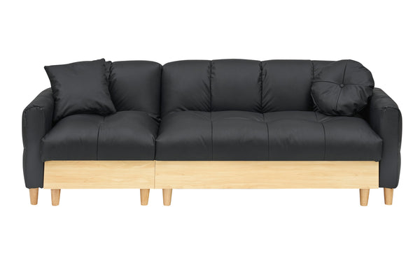 English Elm 86.61 Modern Teddy Fabric Sofa Bed with Storage, Solid Wood Frame, Gold Legs, 500lb Capacity Black W1278S00069