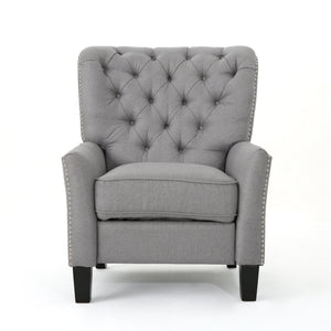 English Elm Christopher Knight Home® - Modern Light Grey Fabric Push Back Recliner with Rivet Accents, Ergonomic Support, Plush Cushioning for Living Room Comfort 61370.00LGRY