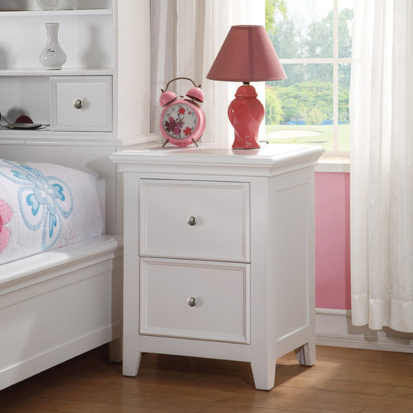 English Elm White Elegant 2-Drawer Nightstand - Chic Transitional Design With Storage For Modern Bedrooms B062P186509-GIGA