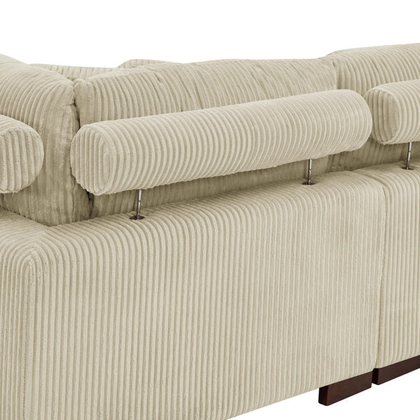 English Elm Large Corduroy Double Chaise Sectional Sofa with Lumbar Support for Spacious Living Rooms Beige B2748S00016