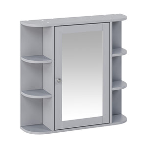 English Elm Bathroom Wall Cabinet with Mirror Door Open Shelving and Adjustable Interior Storage Gray N817P375228G