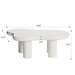 English Elm 46.06" Cloud Coffee Table with Creamy Baking Finish, Cute Curved Corners, Sturdy Legs, Cozy Appeal White W2853S00066
