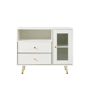 English Elm Modern Makeup Vanity Desk with LED 3-Color Mirror, Built-In Power Station, Sliding Cabinet, Stool White N844P288432A