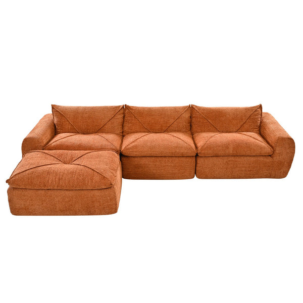 English Elm 116'' Fully Compressed Sofa with Legless Chenille Design, High-Density Comfort, Modular Flexibility and No Assembly Required Orange N723S9707G