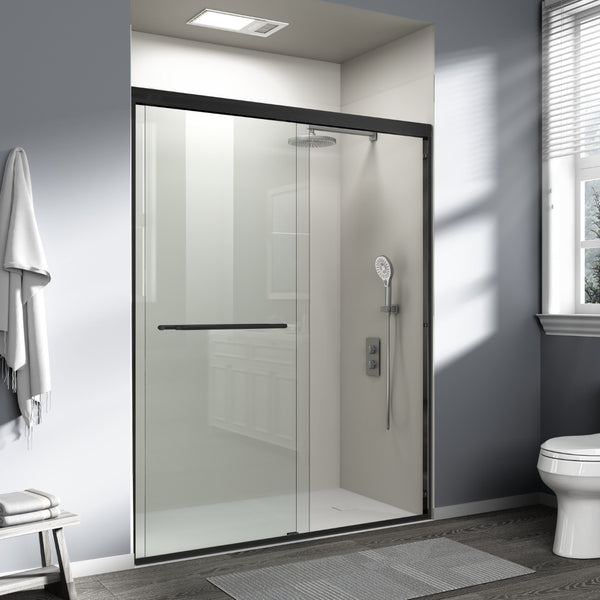 English Elm 56" Frameless Sliding Shower Door Tempered Glass Soft Close Matte Hardware Alcove Fit W1920P385320