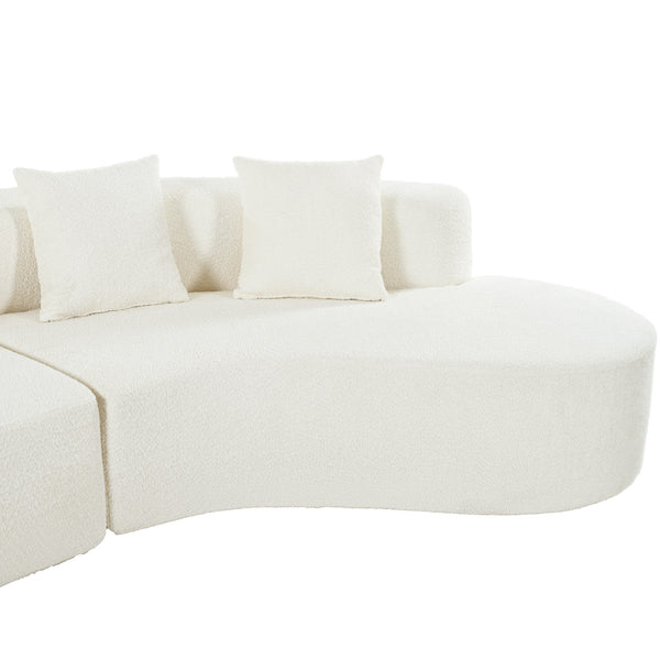 English Elm U_Style Curved Modular 132" Chenille Sectional Sofa with Plush Spring Cushions for Cozy Living Beige WY000456AAA