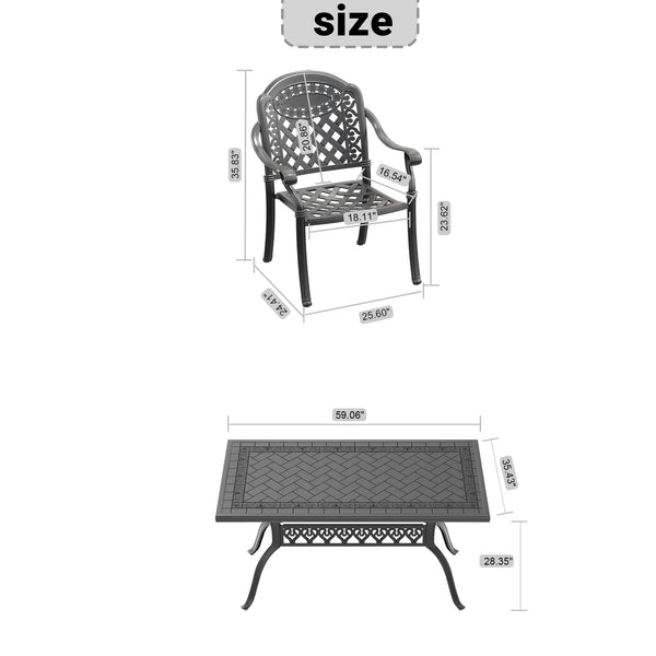 English Elm 7-Piece Cast Aluminum Patio Dining Set With Red Cushions – Durable, Stylish, And Comfort-Designed! W1710S00082