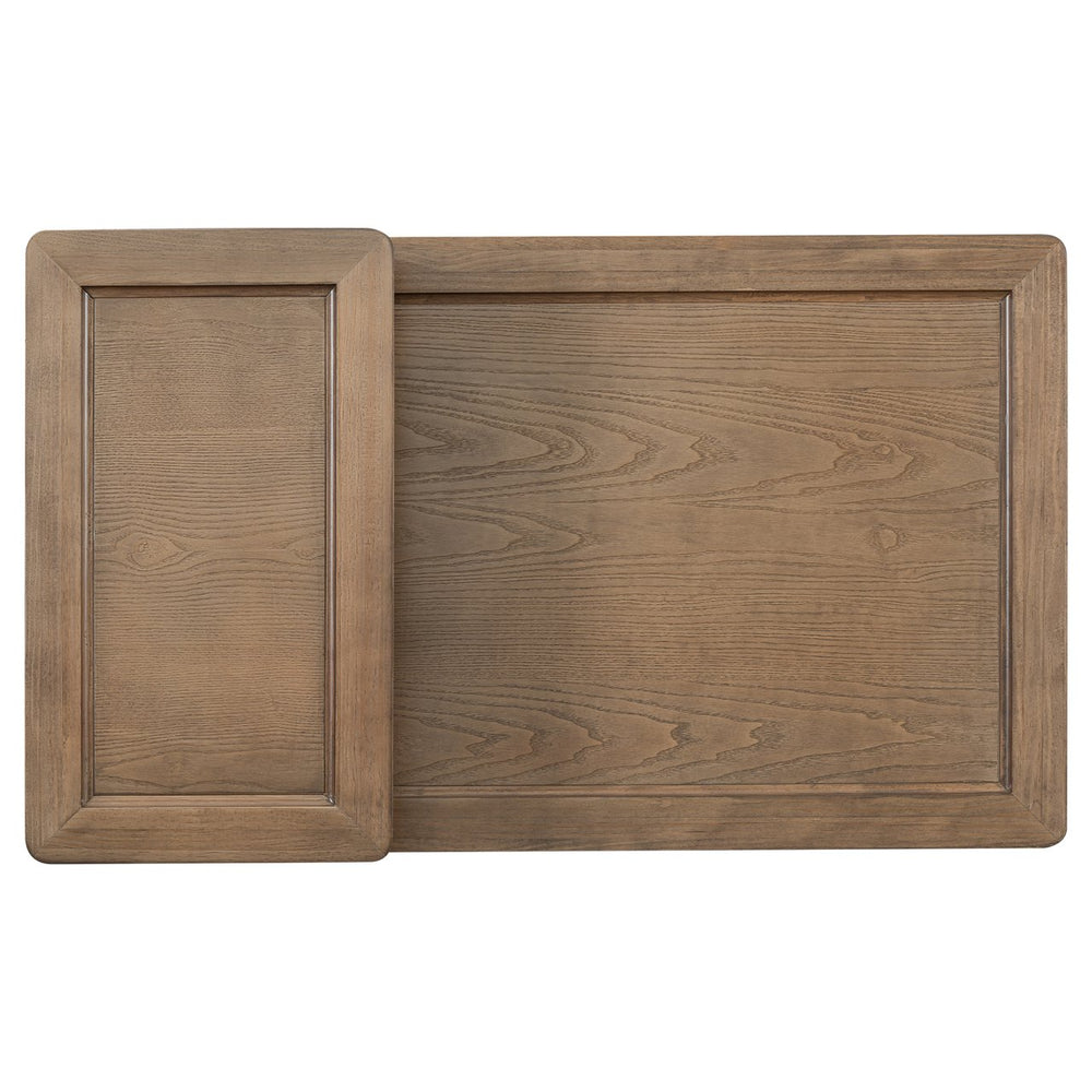 English Elm VIBE Rustic Rattan Coffee Table with 2 Tabletops, Adjustable Shelf and Spacious Drawer for Living Room Dark Brown N724P232190D