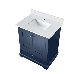 English Elm Navy Single Bath Vanity 30" W x 22" D with Cultured Marble Top, Soft-Close Drawer, Scratch-Resist B2731P258322
