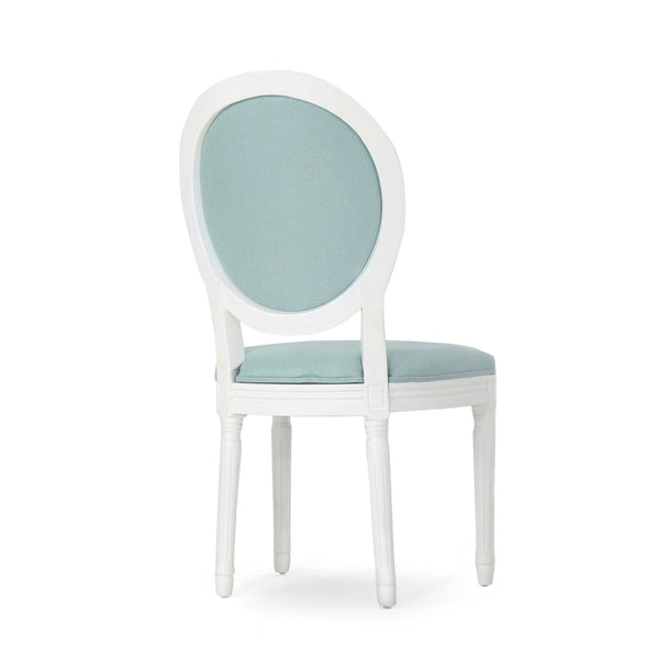 English Elm Christopher Knight Home® - Kd Dining Chair Set Of 2 - Elegant French Country Upholstered Chairs With Fluted Legs & Aqua Fabric 60352.00LBL