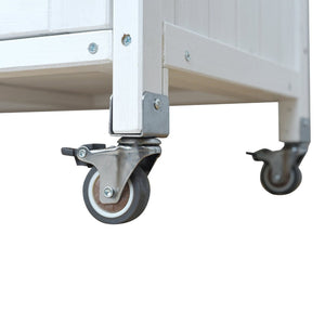 English Elm Foldable Outdoor Kitchen Cart with Stainless Worktop Fir Wood Frame and Lockable Wheels White N719P380279K