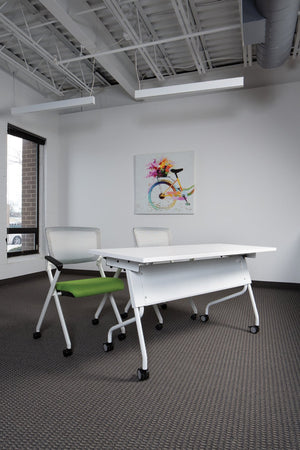 OSP Home Furnishings 5' Flip Top Nesting Training Table Commercial Grade Laminate with Locking Casters White 84225WW