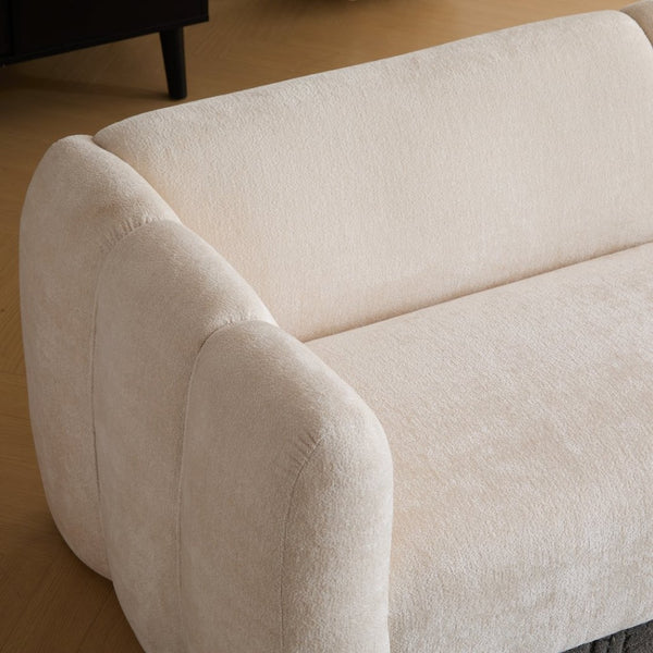 English Elm Tonson Wave Silhouette Boucle Three Seater Sofa Sculptural Modern Living Room Seating Beige N773IS00030S