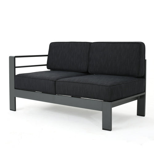 English Elm Christopher Knight Home® - Outdoor V-Shaped Aluminum Sectional Sofa Set - 5-Seater Rust-Resistant Frame, Water-Resistant Cushions N757575894GY