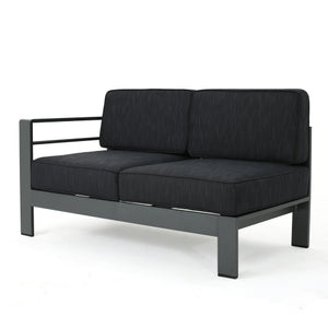 English Elm Christopher Knight Home® - Outdoor V-Shaped Aluminum Sectional Sofa Set - 5-Seater Rust-Resistant Frame, Water-Resistant Cushions N757575894GY