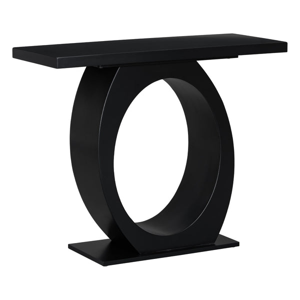 English Elm Mirod Sculptural Console Table Acacia Veneer Gloss Top Egg Base Entryway Accent Black N760P214780B
