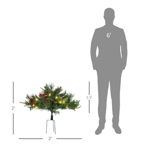 English Elm Artificial Battery Powered Outdoor Christmas Tree with Led Lights Pine Cones Berry Clusters T3971P415410
