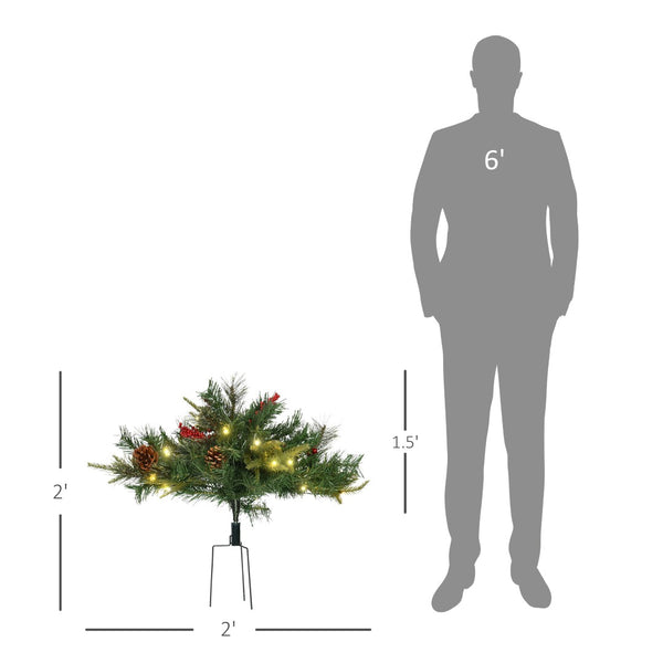 English Elm Artificial Battery Powered Outdoor Christmas Tree with Led Lights Pine Cones Berry Clusters T3971P415410