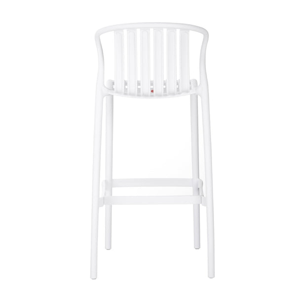 English Elm Outdoor Stackable Armless Barstools Set of 2 Uv Resistant Slat Back Patio Seating White N780P199452W